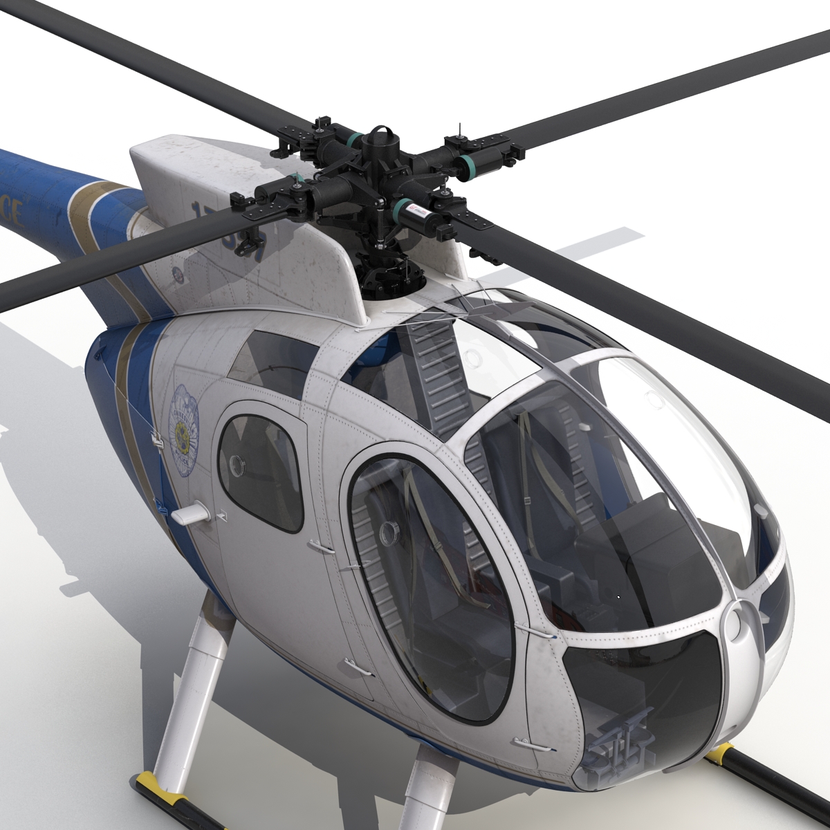 Light Helicopter Hughes OH 6 Cayuse Rigged Police 3D model