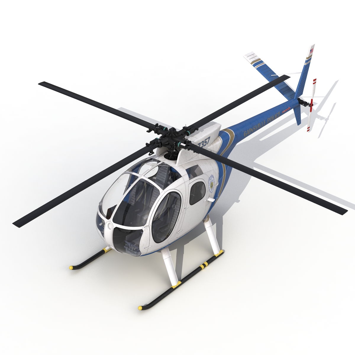 Light Helicopter Hughes OH 6 Cayuse Rigged Police 3D model