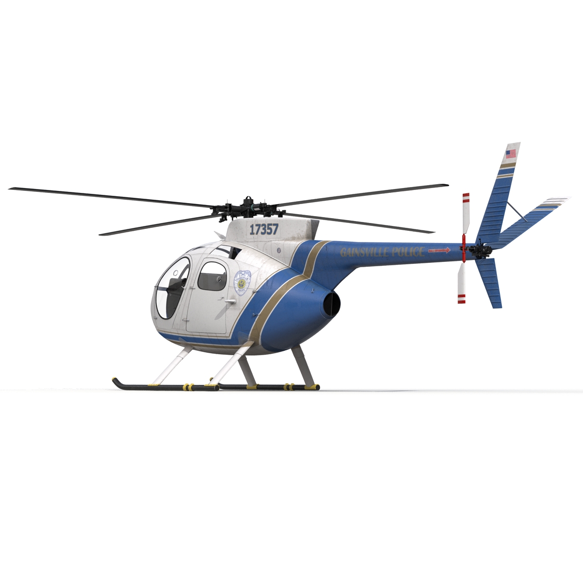 Light Helicopter Hughes OH 6 Cayuse Rigged Police 3D model