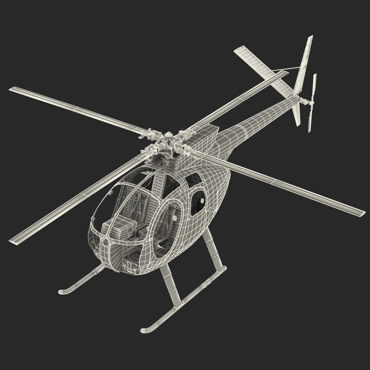 Light Helicopter Hughes OH 6 Cayuse Rigged Police 3D model