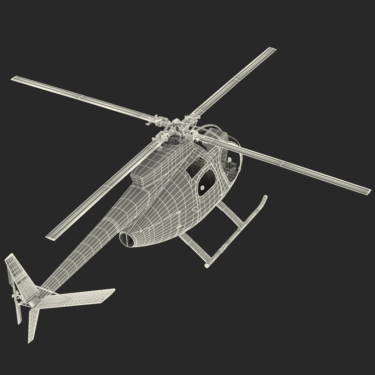 Light Helicopter Hughes OH 6 Cayuse Rigged Police 3D model