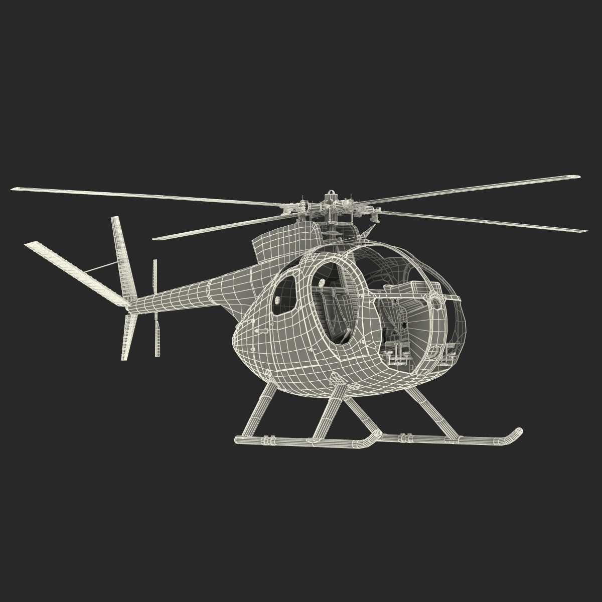 Light Helicopter Hughes OH 6 Cayuse Rigged Police 3D model