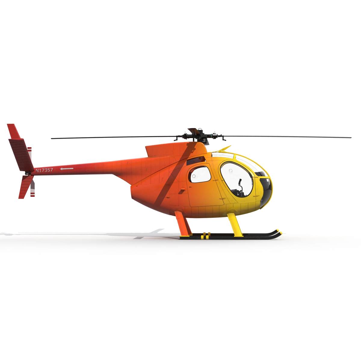 Light Helicopter Hughes OH 6 Cayuse Rigged 3D