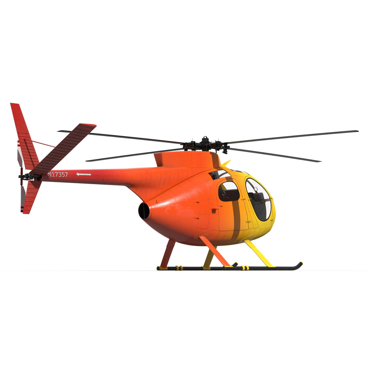 Light Helicopter Hughes OH 6 Cayuse Rigged 3D