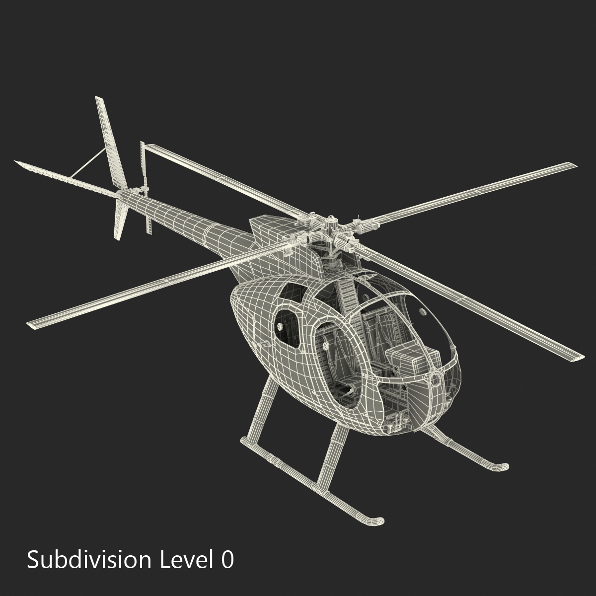 Light Helicopter Hughes OH 6 Cayuse Rigged 3D