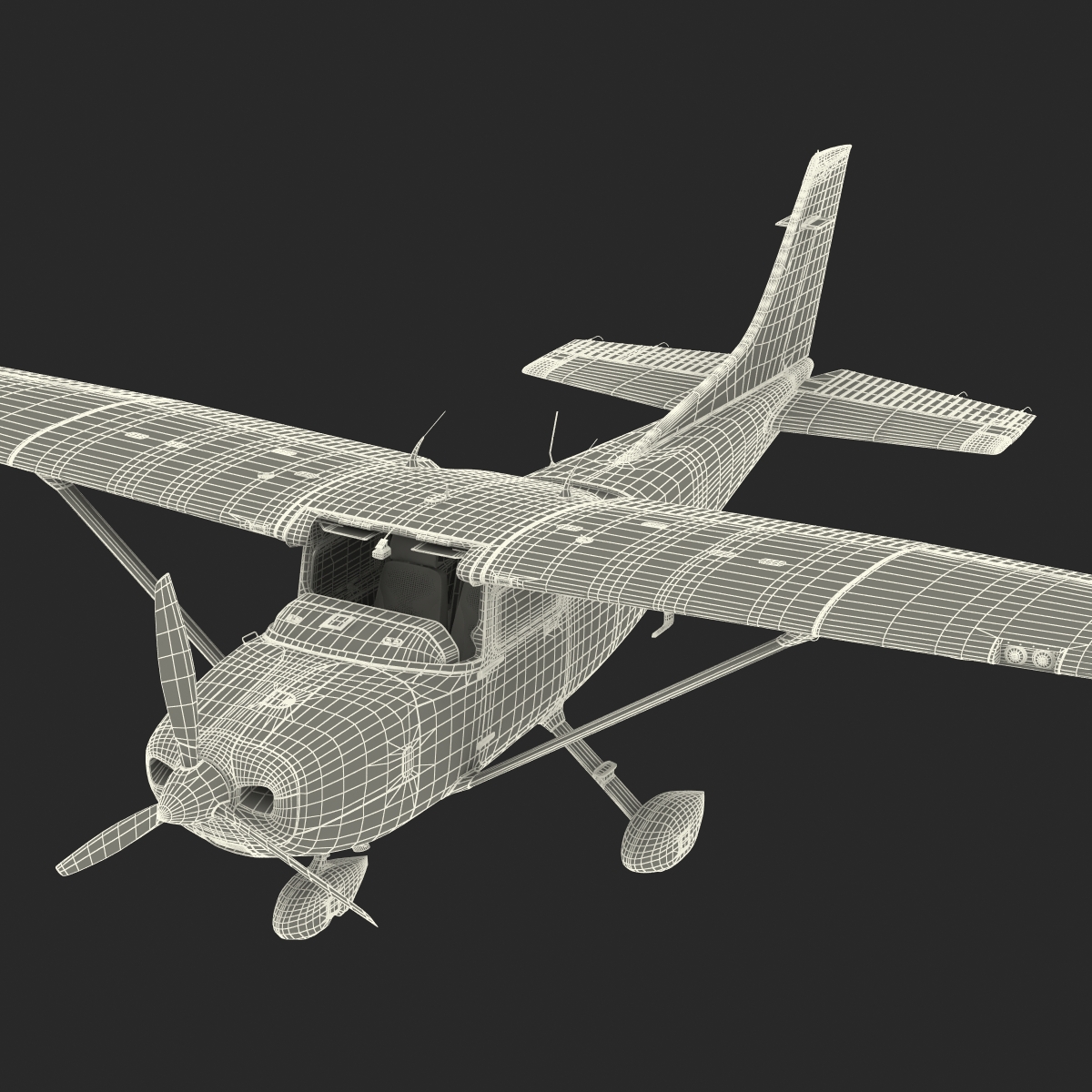 Cessna 182 Skylane Rigged Yellow 3D