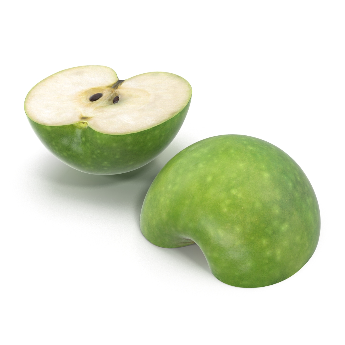 3D Green Apple Cut in Half model