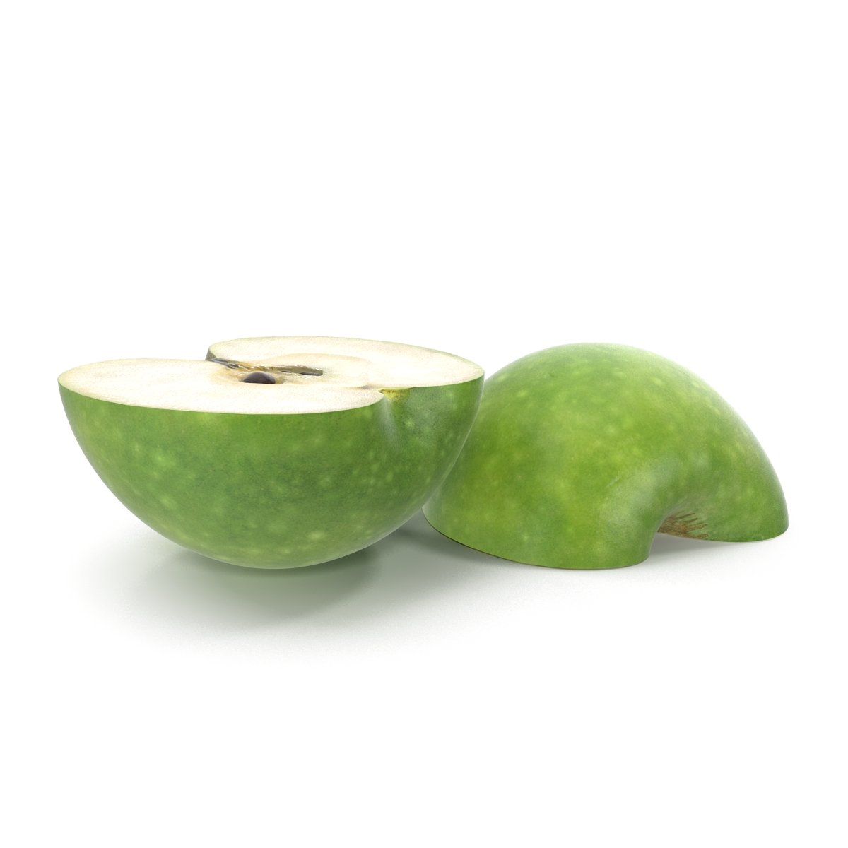 3D Green Apple Cut in Half model