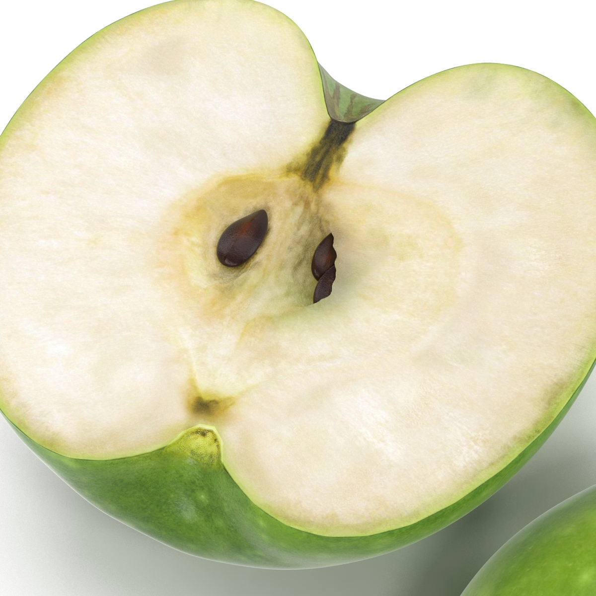 3D Green Apple Cut in Half model