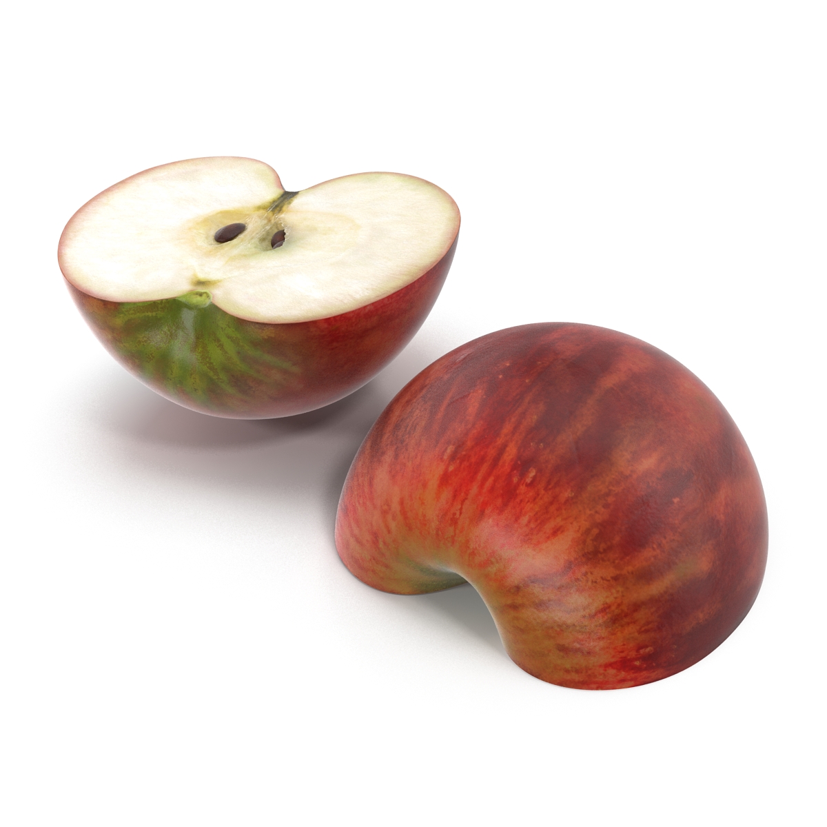 3D Red Apple Cut in Half