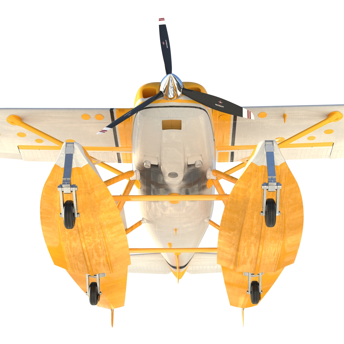 Cessna 182 Skylane on Floats Rigged Yellow 3D