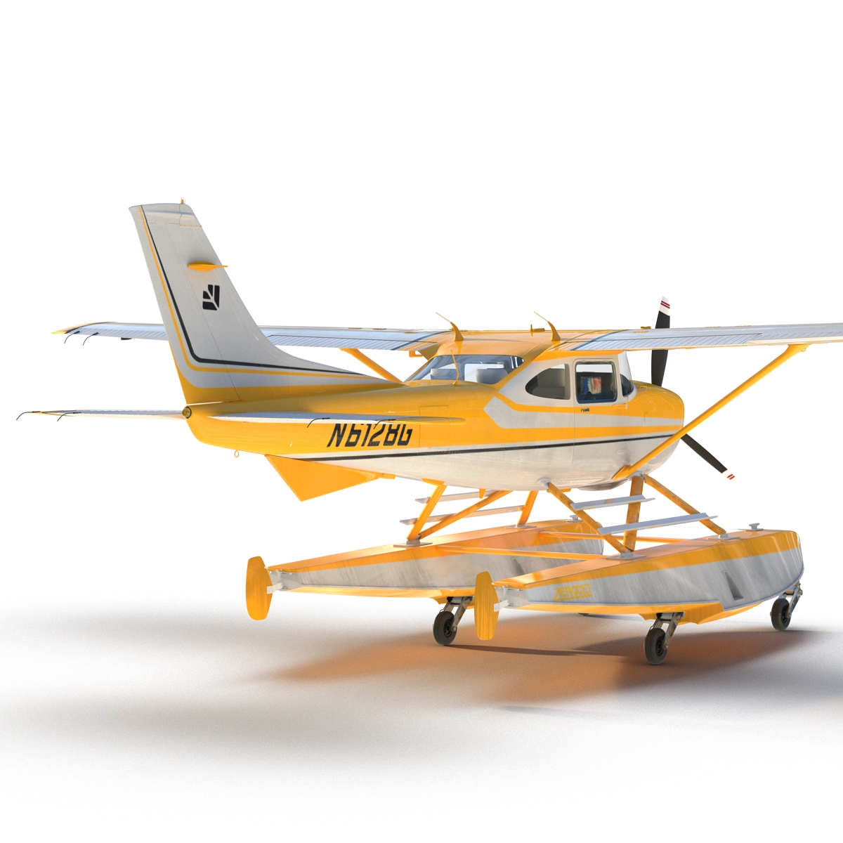 Cessna 182 Skylane on Floats Rigged Yellow 3D