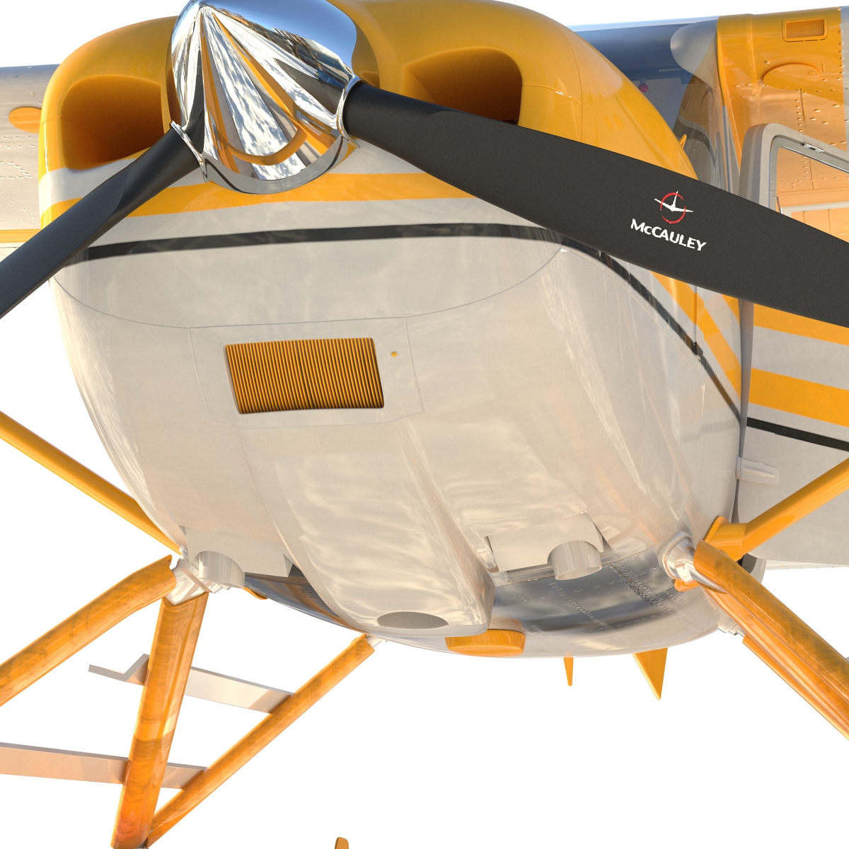 Cessna 182 Skylane on Floats Rigged Yellow 3D