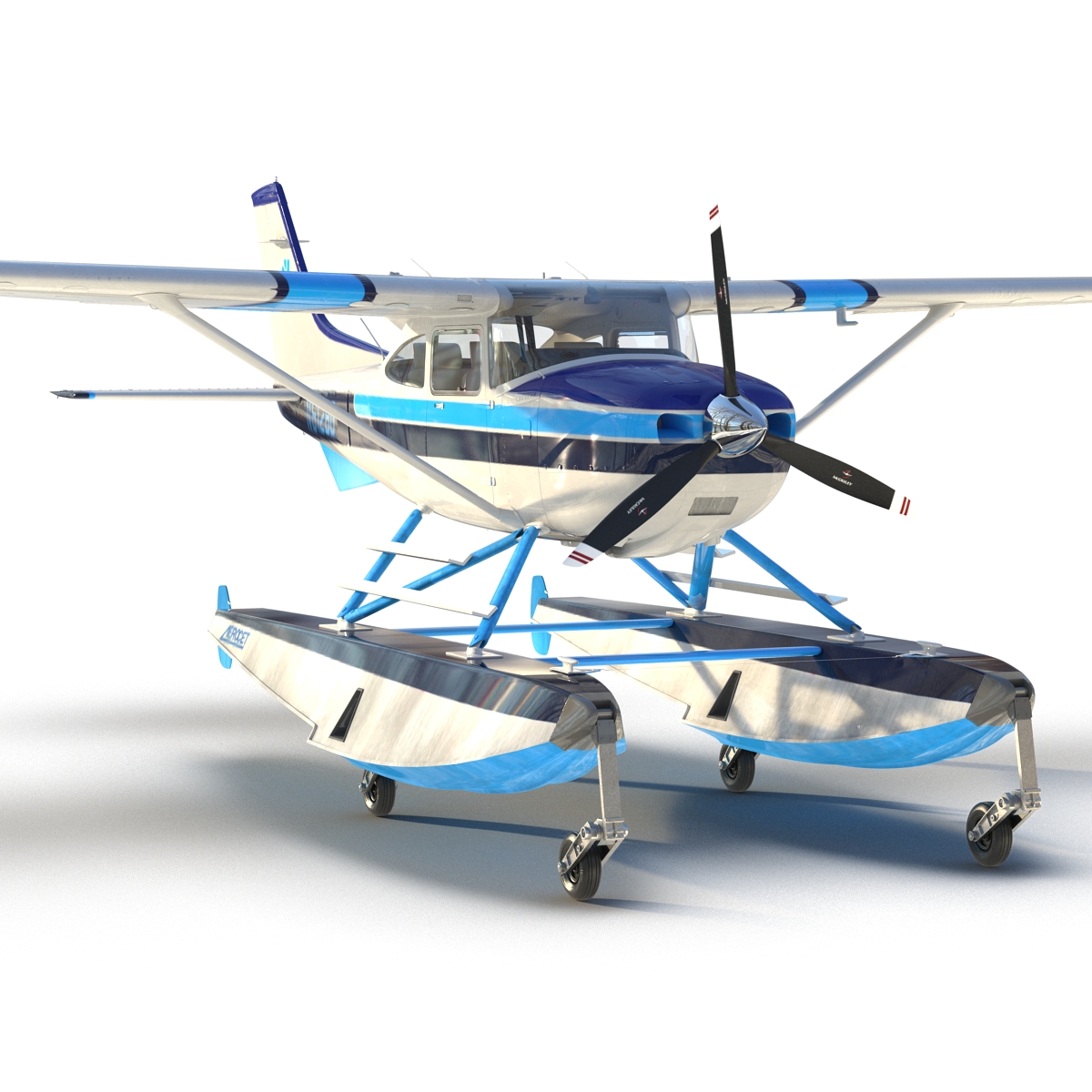 3D model Cessna 182 Skylane on Floats Rigged