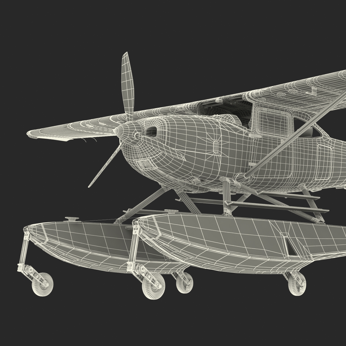 3D model Cessna 182 Skylane on Floats Rigged