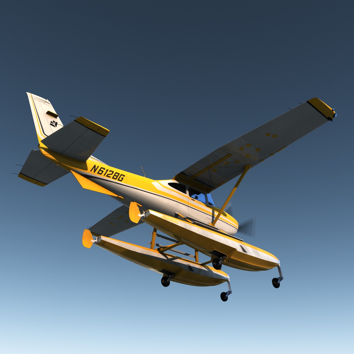 3D model Cessna 182 Skylane on Floats Yellow