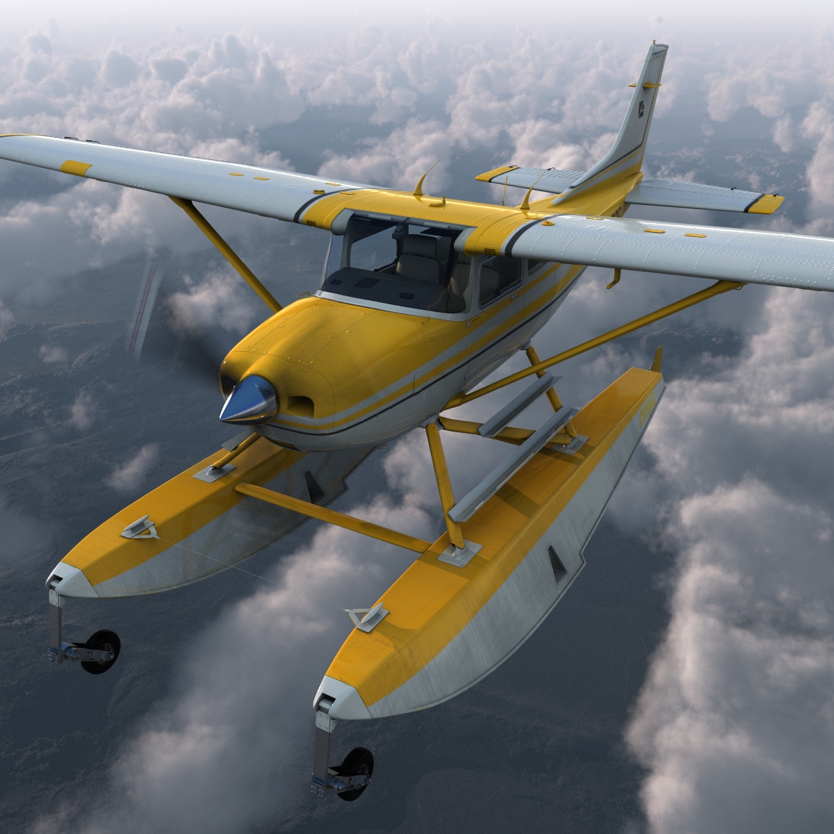 3D model Cessna 182 Skylane on Floats Yellow