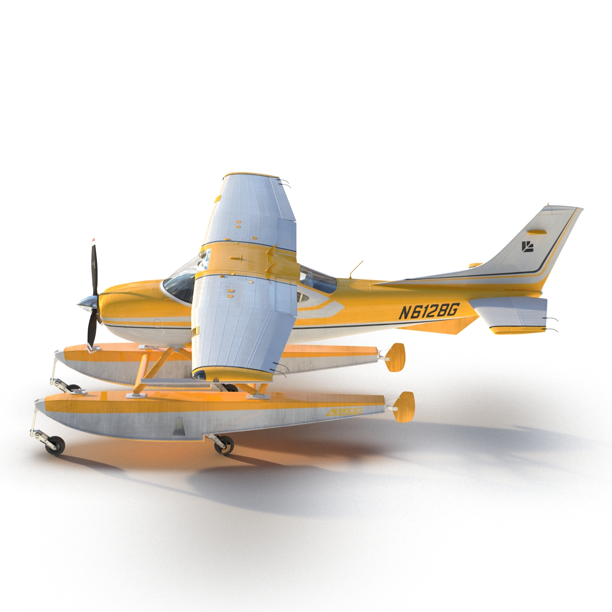 3D model Cessna 182 Skylane on Floats Yellow