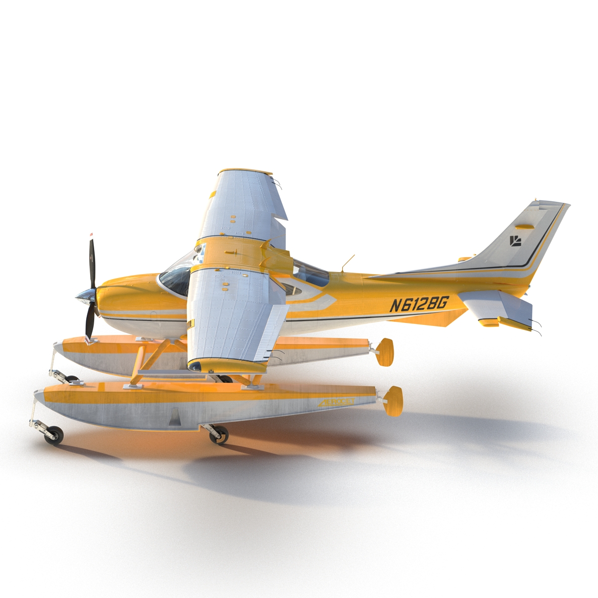 3D model Cessna 182 Skylane on Floats Yellow