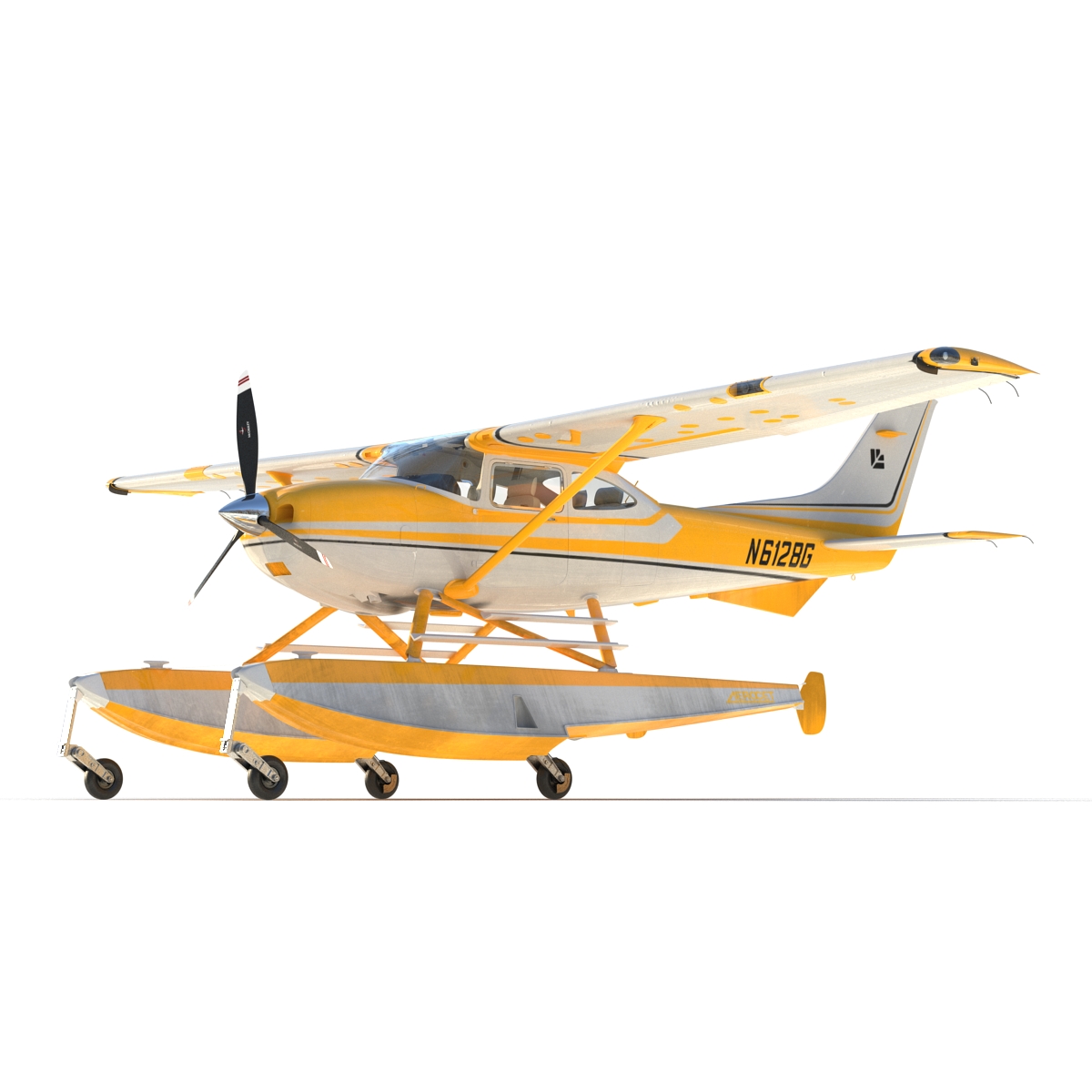 3D model Cessna 182 Skylane on Floats Yellow