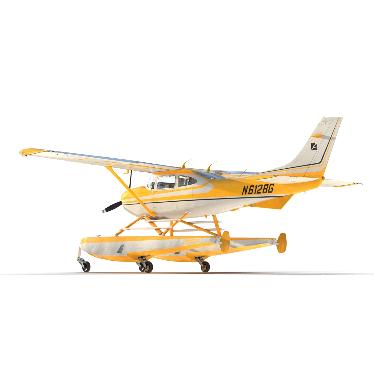 3D model Cessna 182 Skylane on Floats Yellow