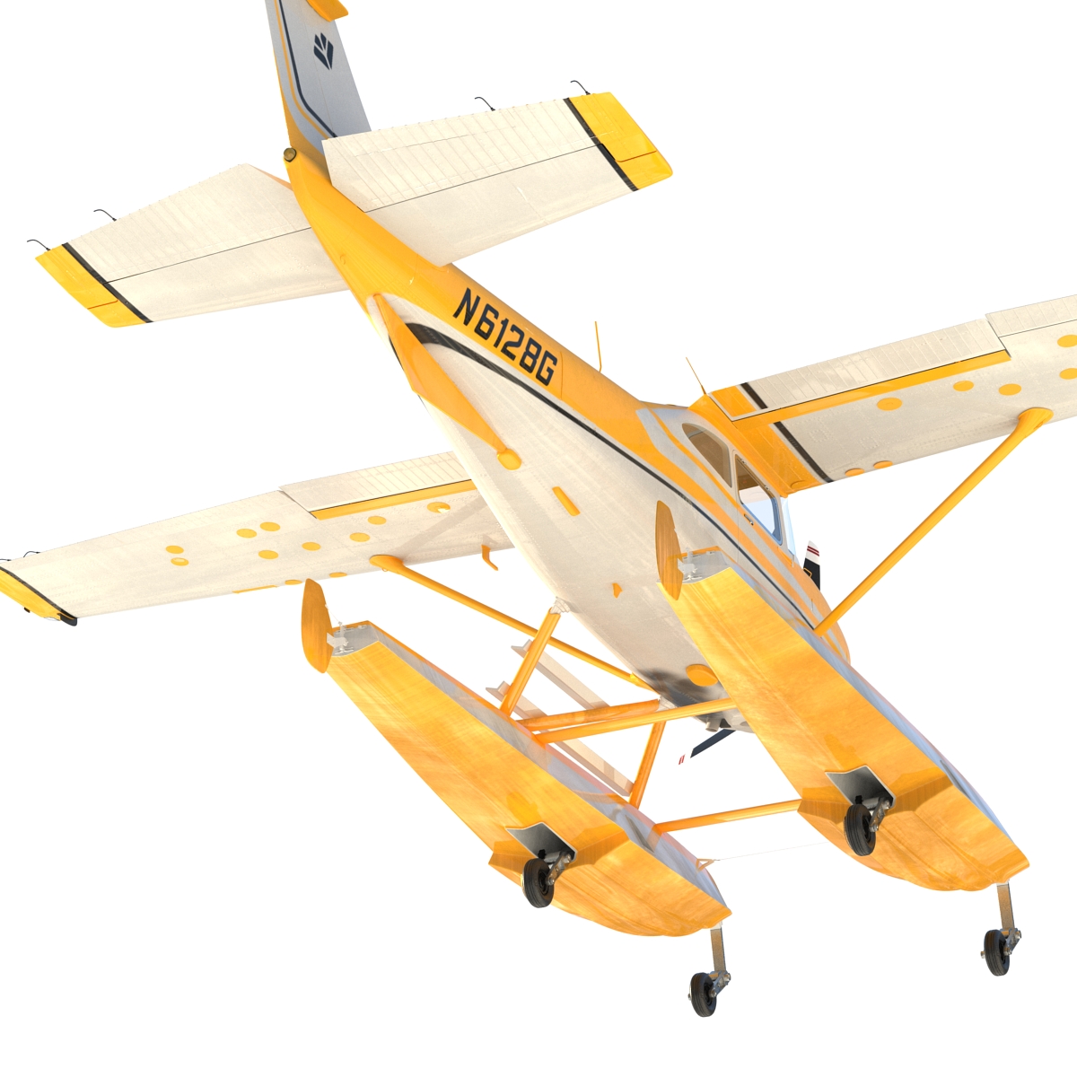 3D model Cessna 182 Skylane on Floats Yellow