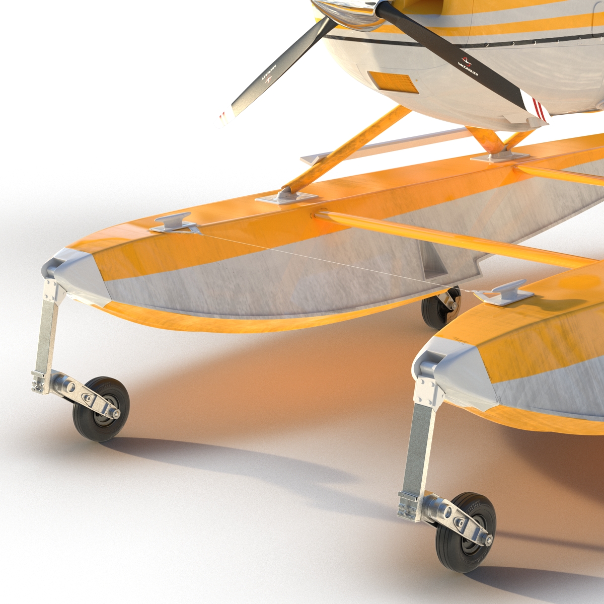 3D model Cessna 182 Skylane on Floats Yellow