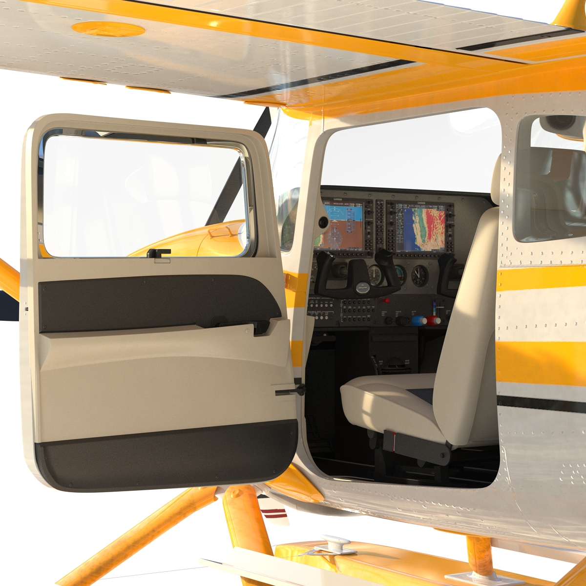 3D model Cessna 182 Skylane on Floats Yellow