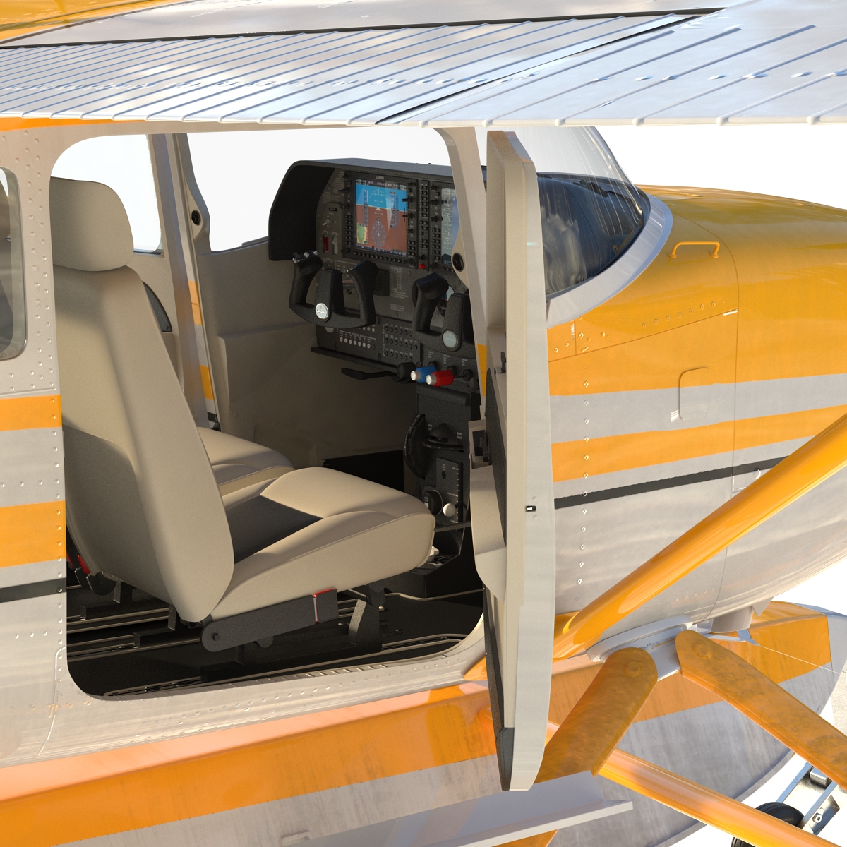 3D model Cessna 182 Skylane on Floats Yellow