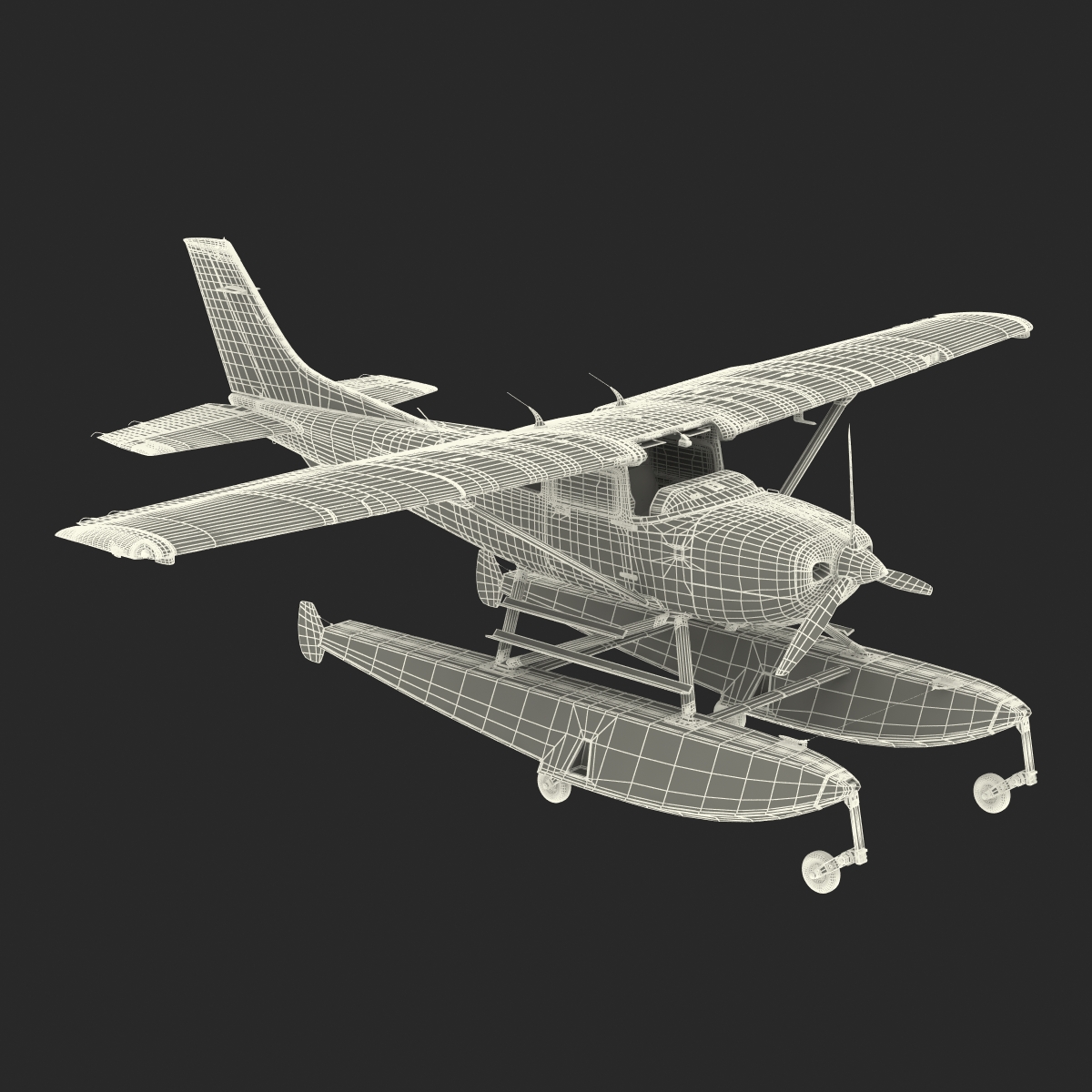 3D model Cessna 182 Skylane on Floats Yellow