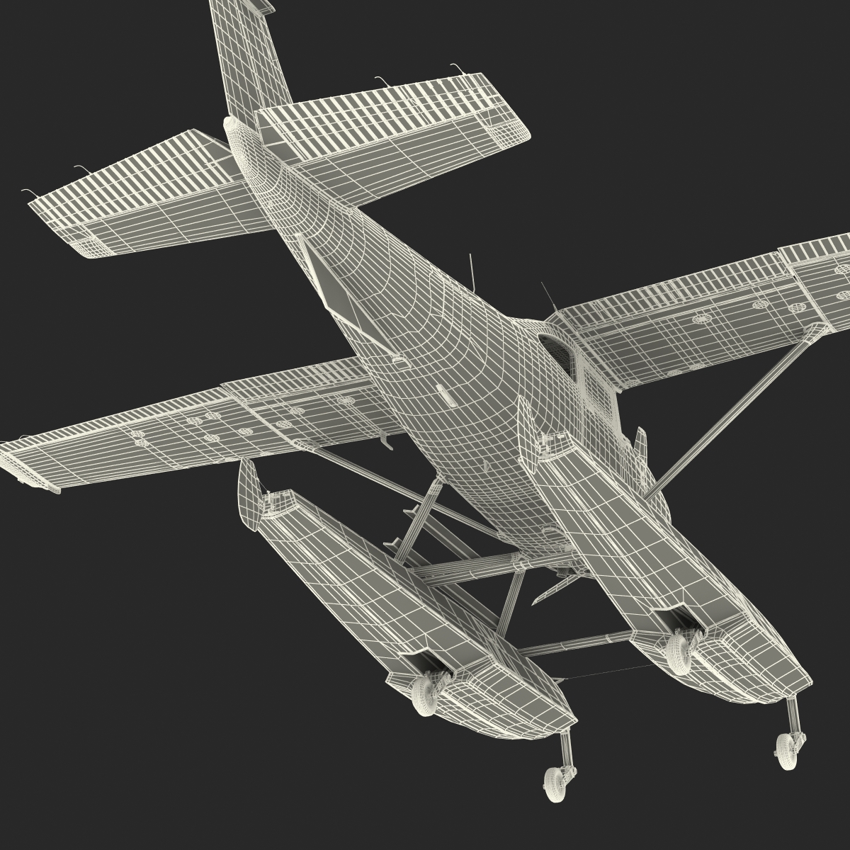 3D model Cessna 182 Skylane on Floats Yellow