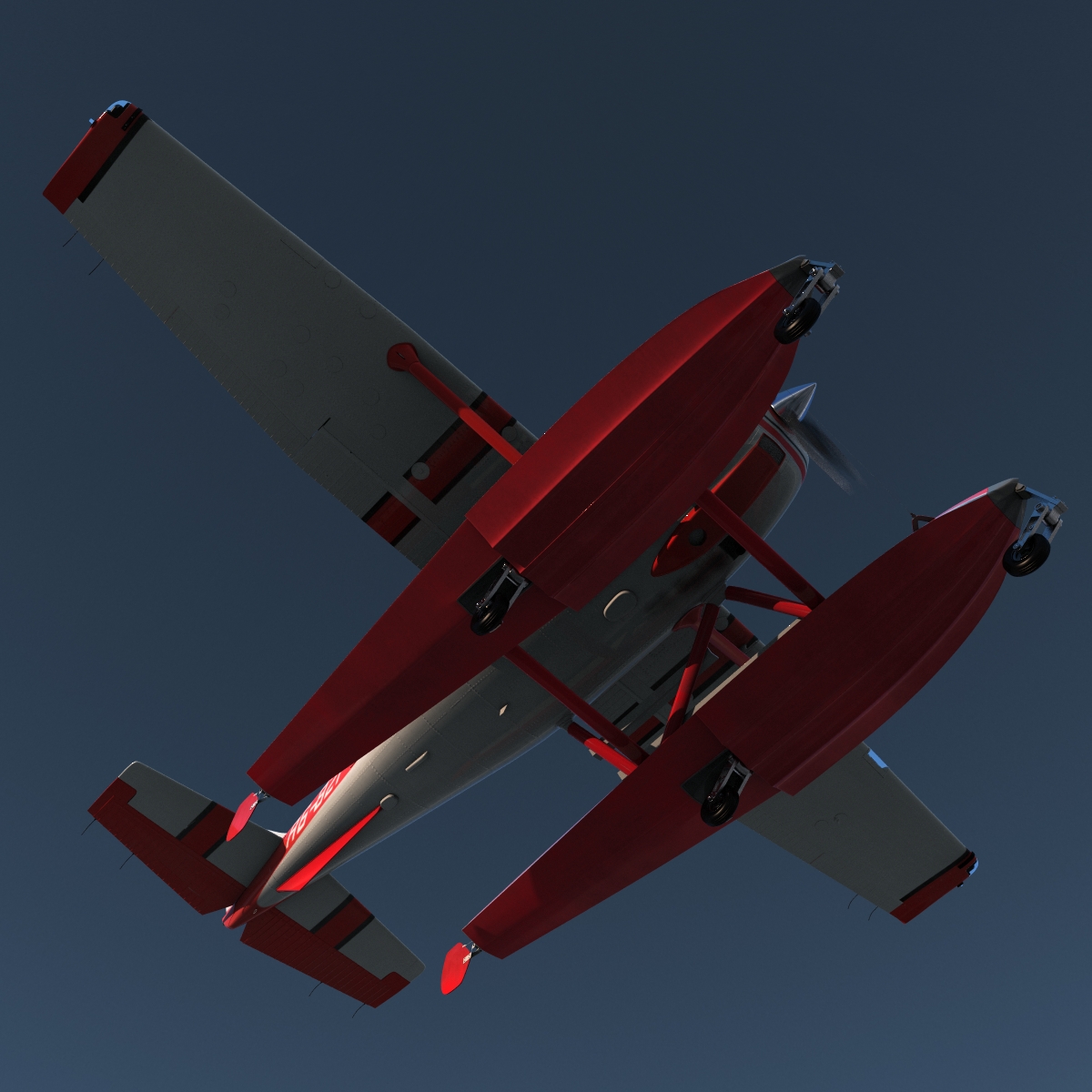 Cessna 182 Skylane on Floats Rigged Red 3D model