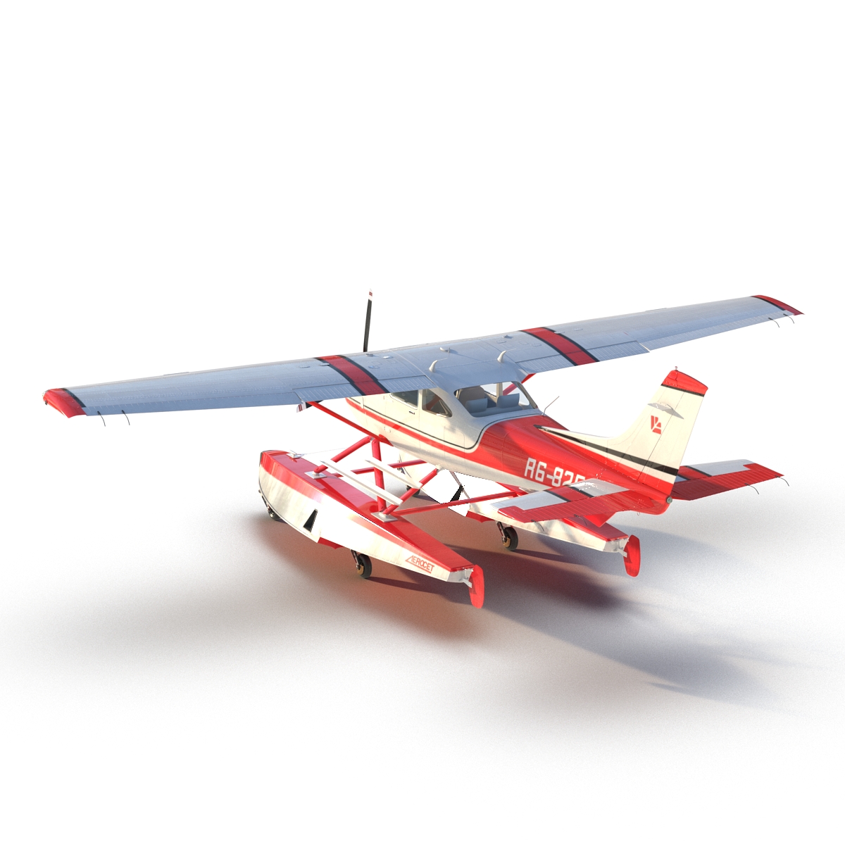 Cessna 182 Skylane on Floats Rigged Red 3D model