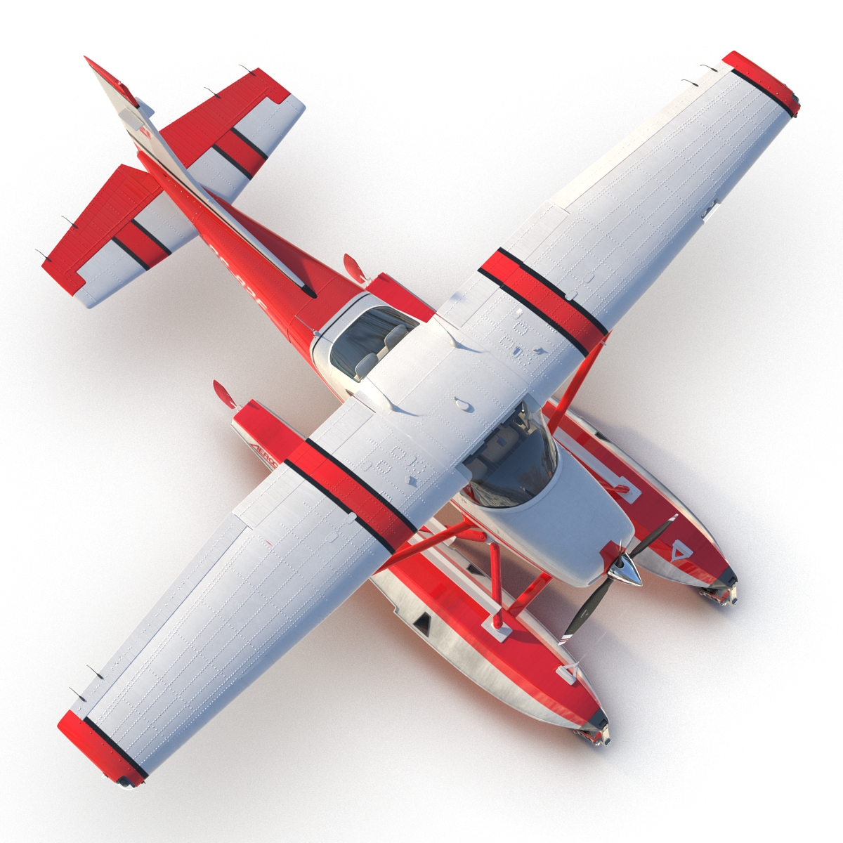 Cessna 182 Skylane on Floats Rigged Red 3D model