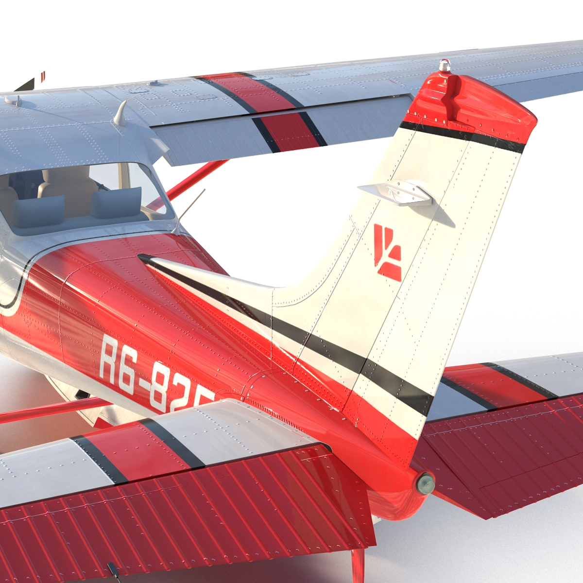 Cessna 182 Skylane on Floats Rigged Red 3D model