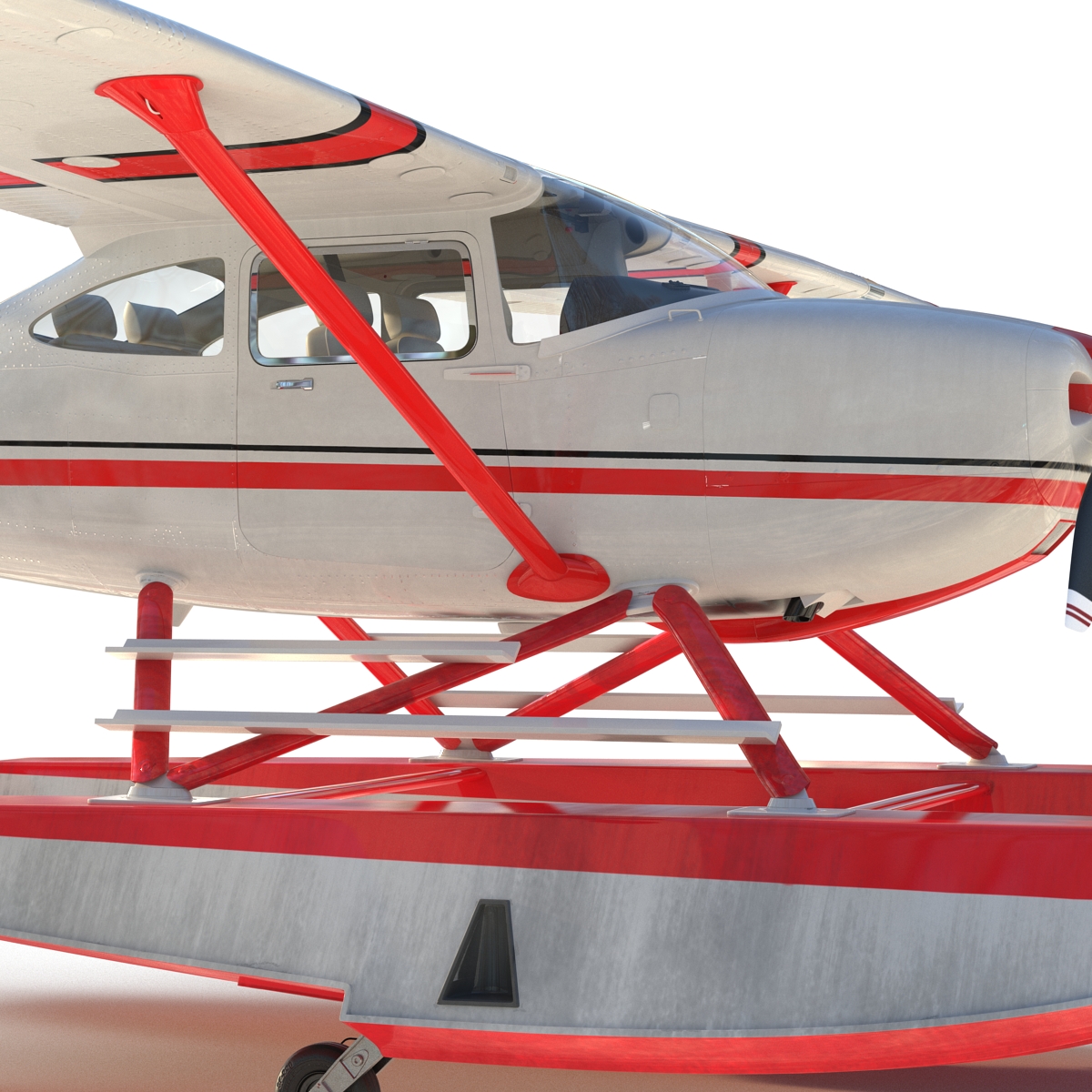 Cessna 182 Skylane on Floats Rigged Red 3D model