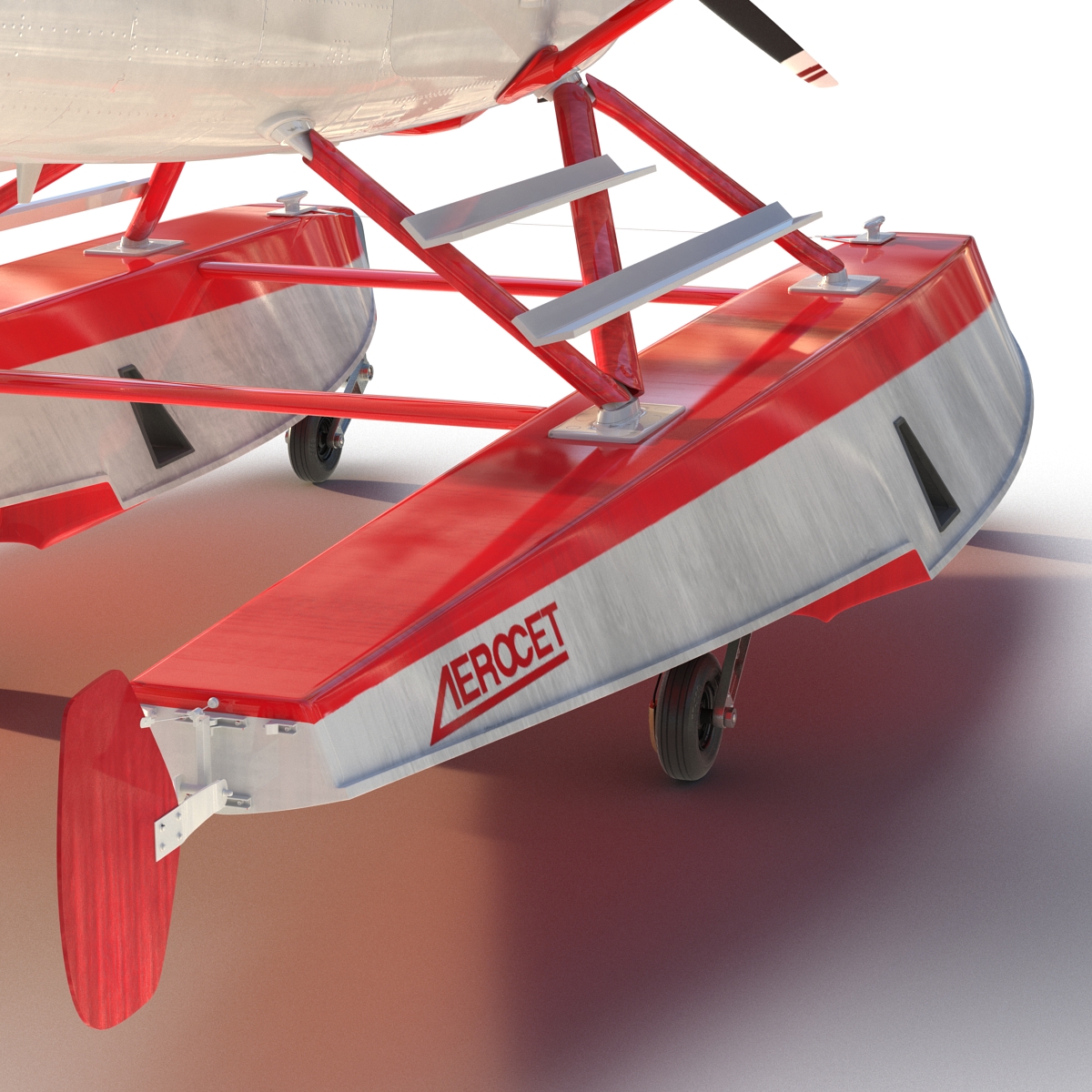 Cessna 182 Skylane on Floats Rigged Red 3D model