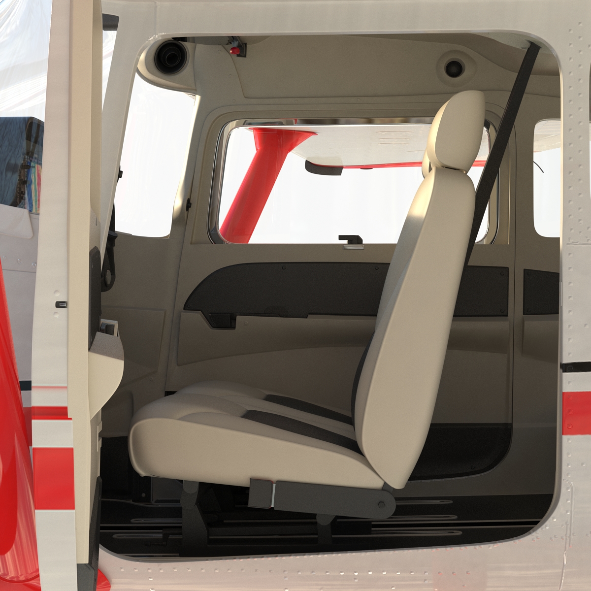 Cessna 182 Skylane on Floats Rigged Red 3D model