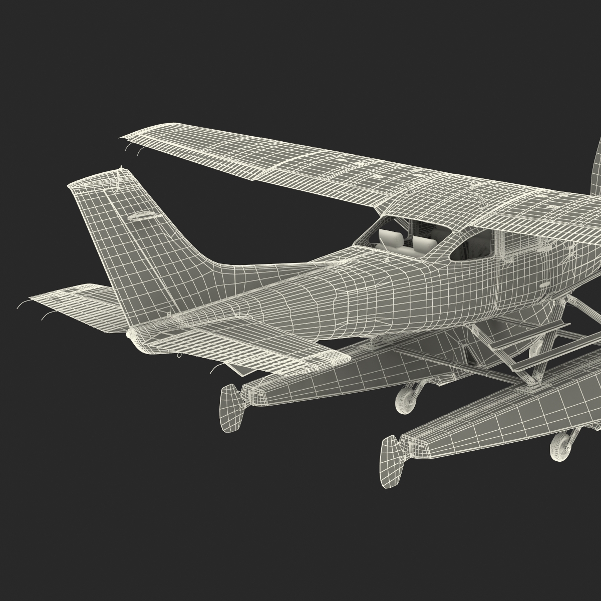 Cessna 182 Skylane on Floats Rigged Red 3D model