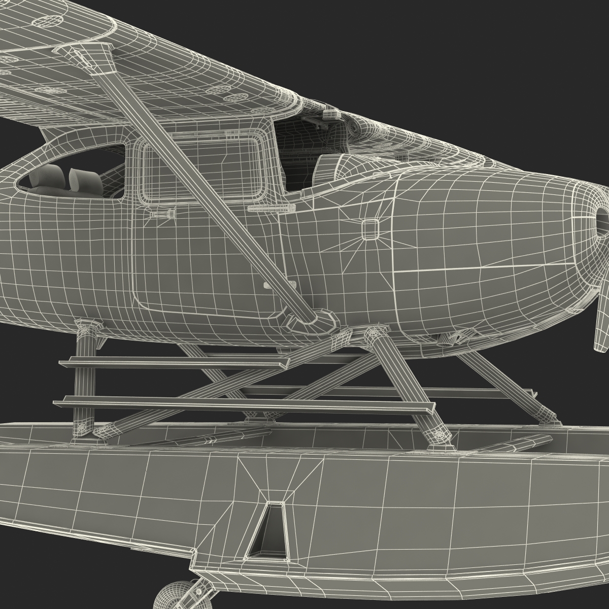 Cessna 182 Skylane on Floats Rigged Red 3D model