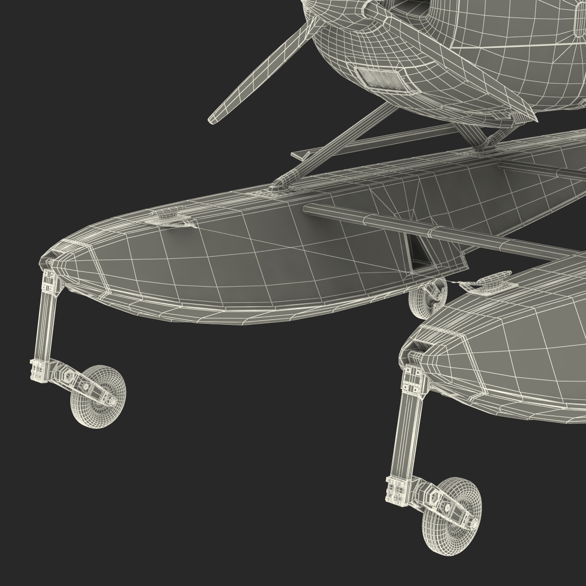 Cessna 182 Skylane on Floats Rigged Red 3D model