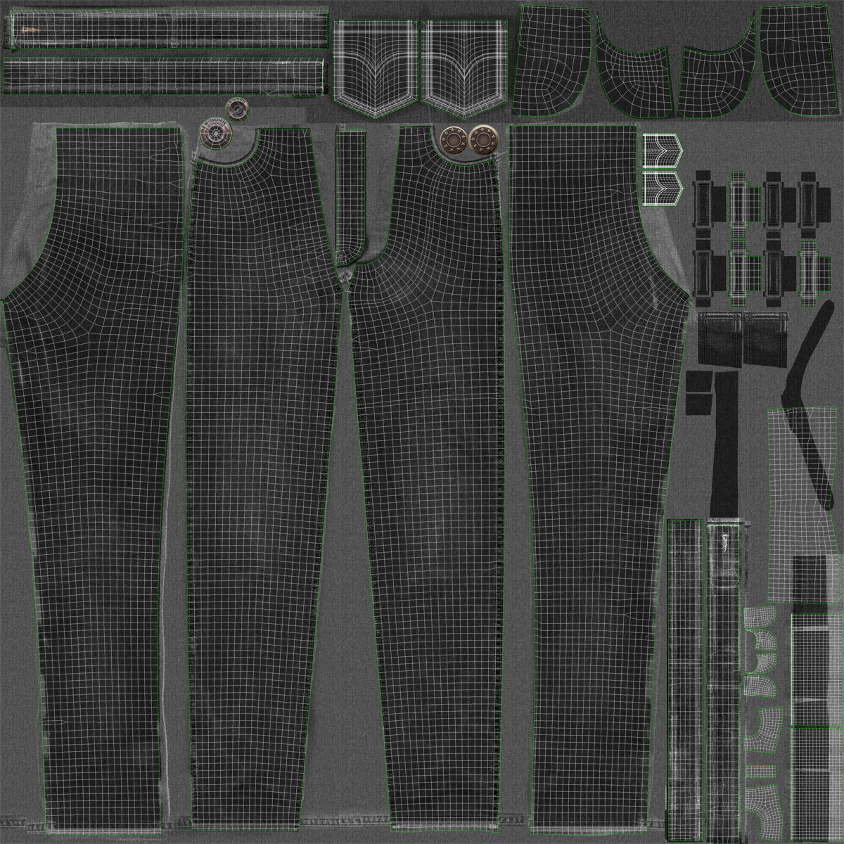 3D Folded Jeans Black model