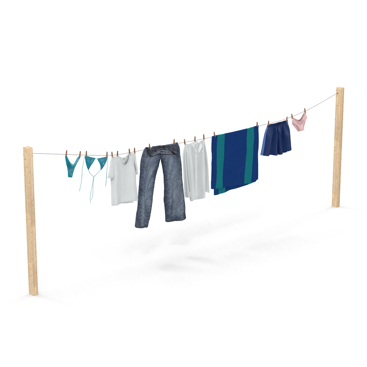 Clothes Line 2 3D model