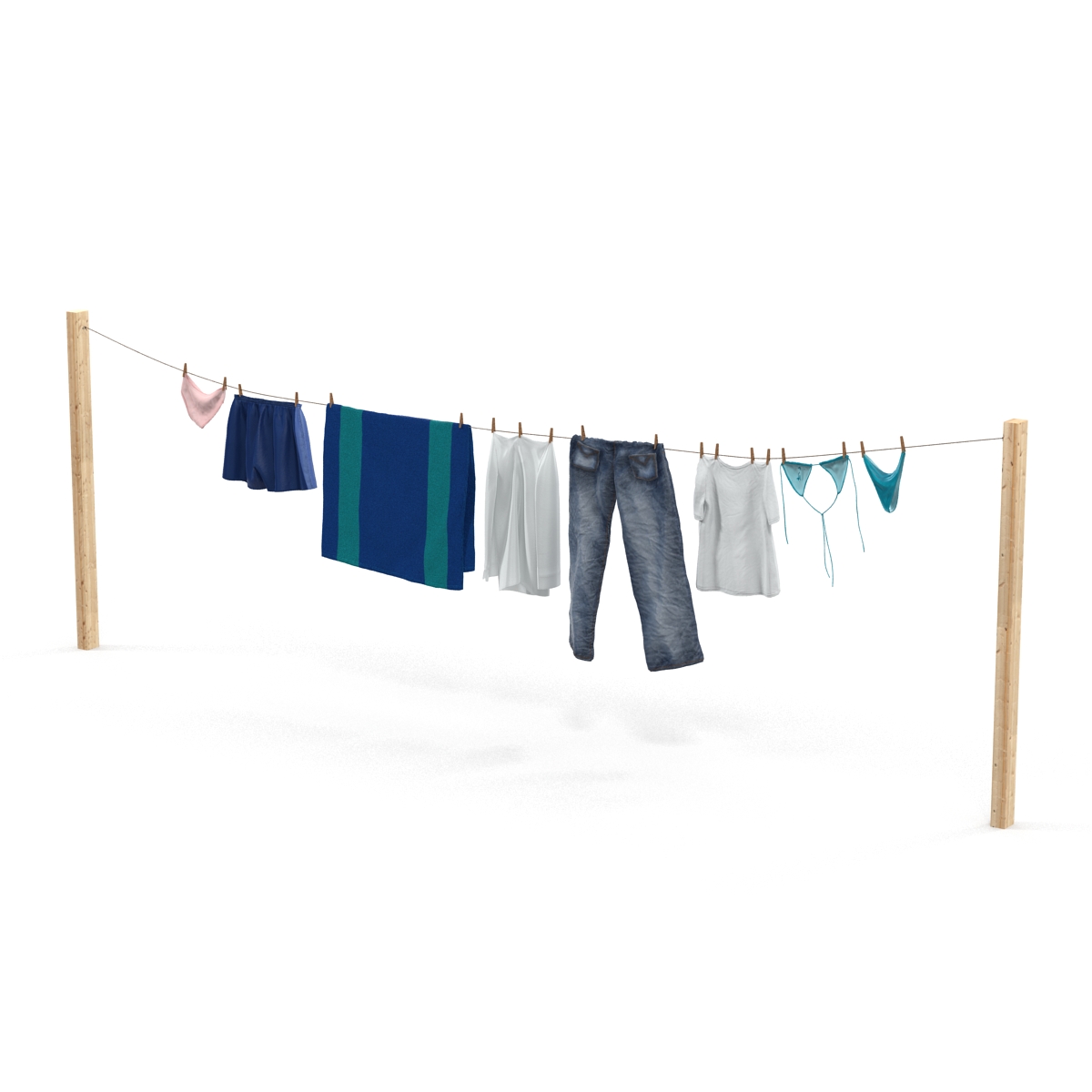 Clothes Line 2 3D model