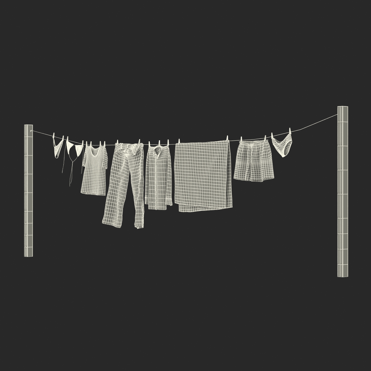 Clothes Line 2 3D model