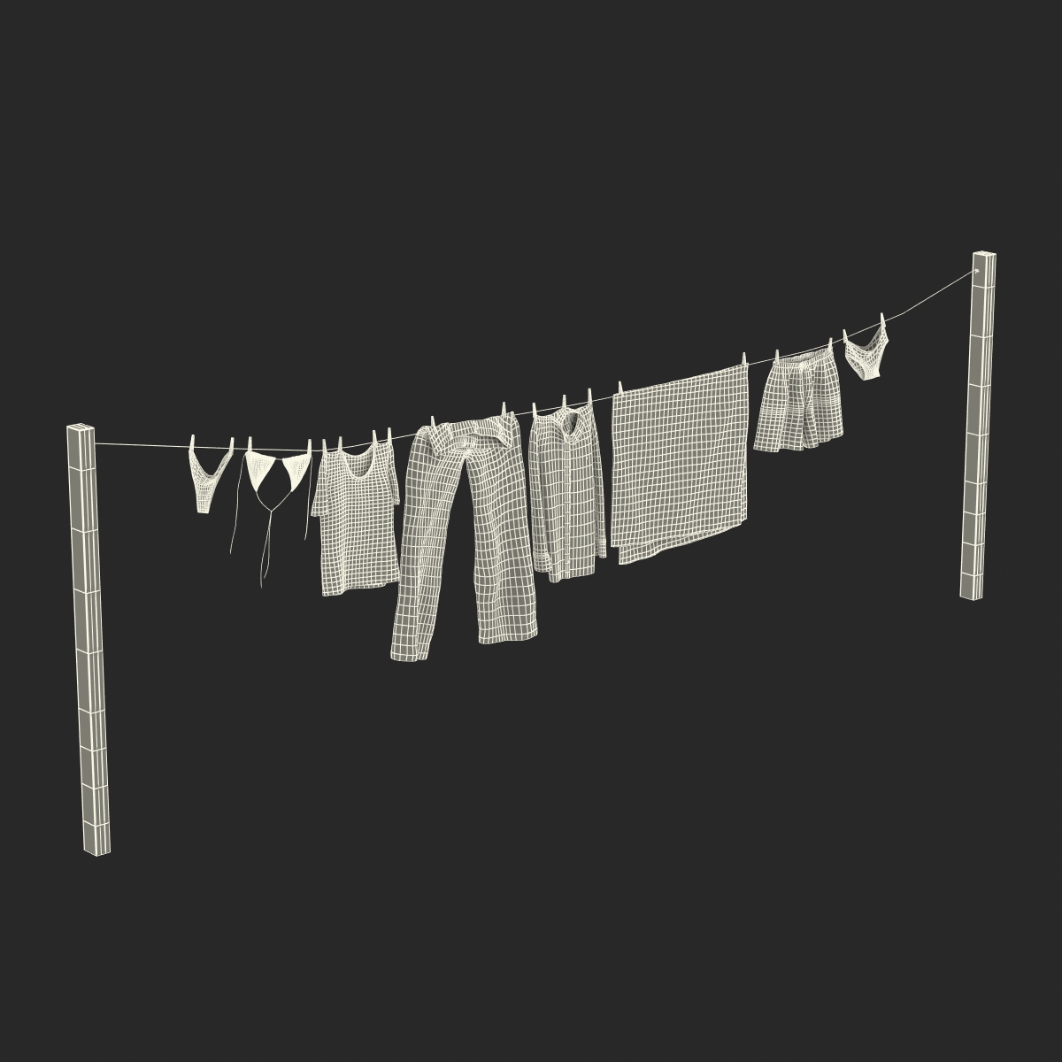 Clothes Line 2 3D model