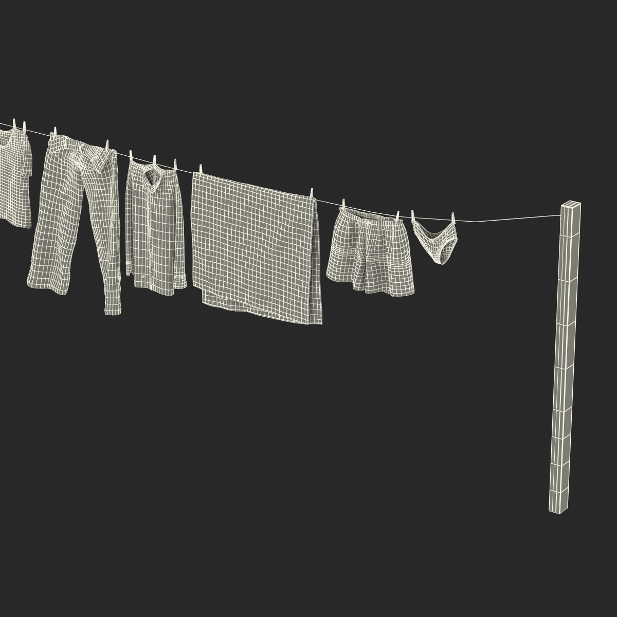 Clothes Line 2 3D model