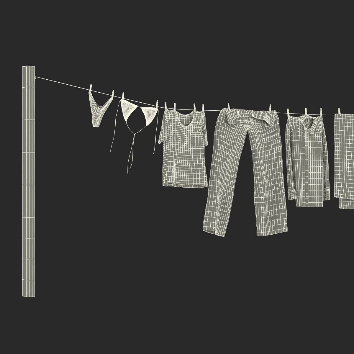 Clothes Line 2 3D model