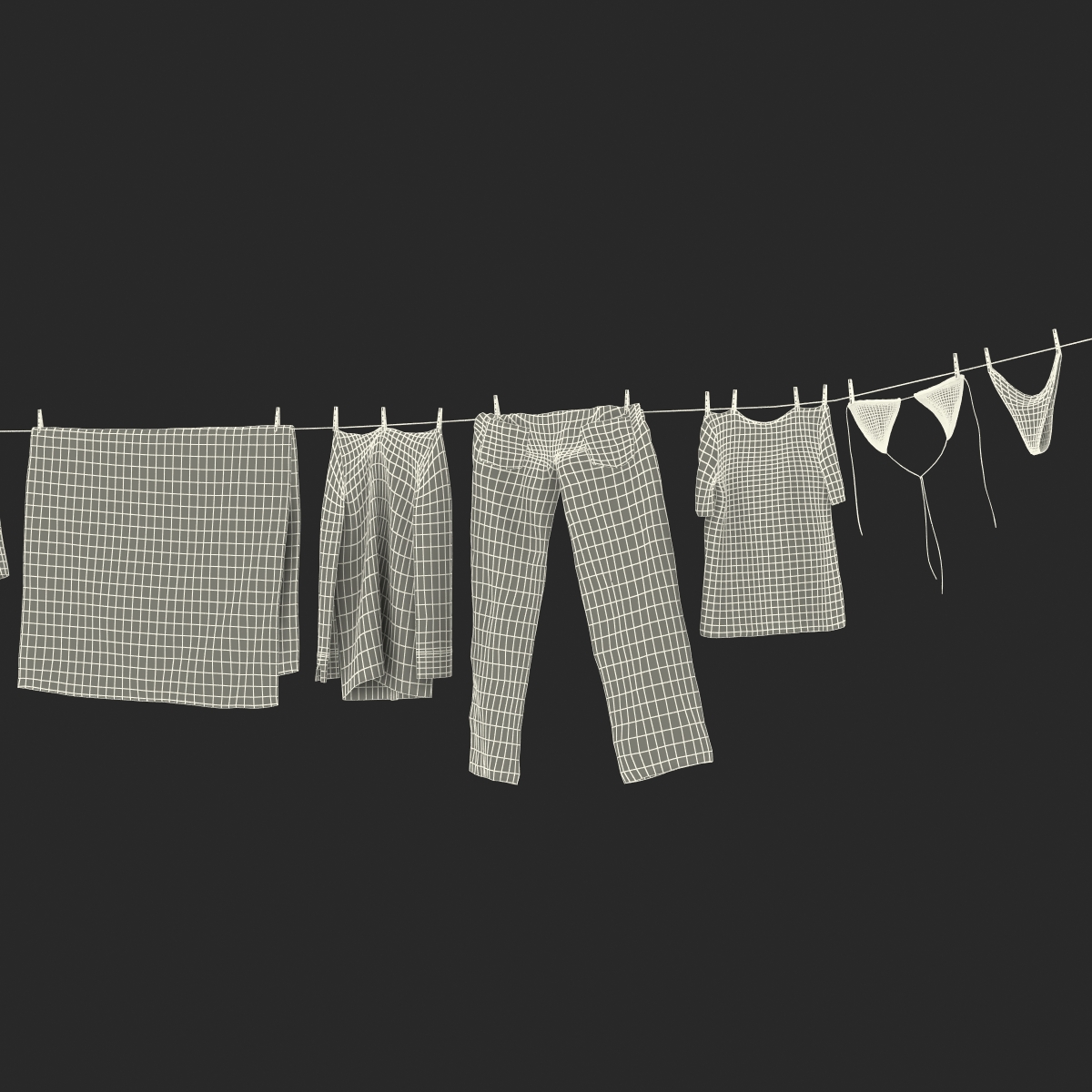 Clothes Line 2 3D model