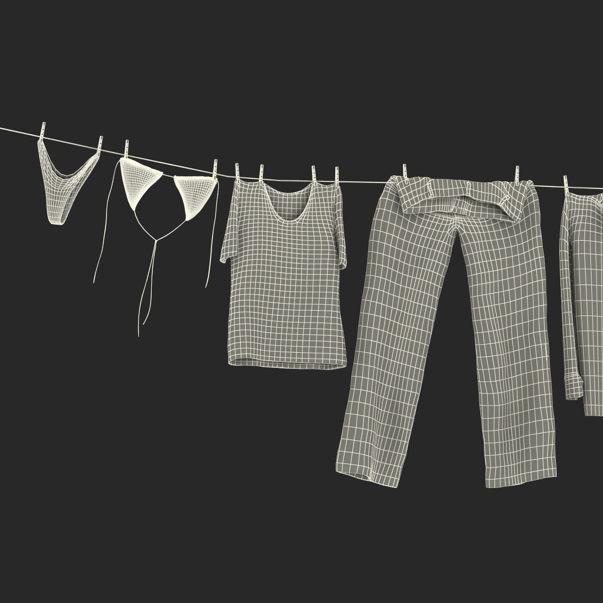 Clothes Line 2 3D model